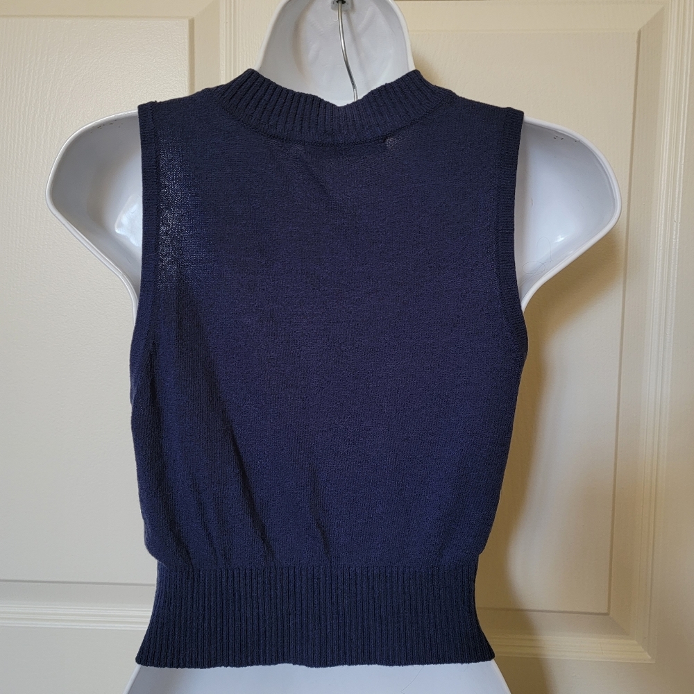 Blue Ribbed Sweater Vest - Picture 4 of 6